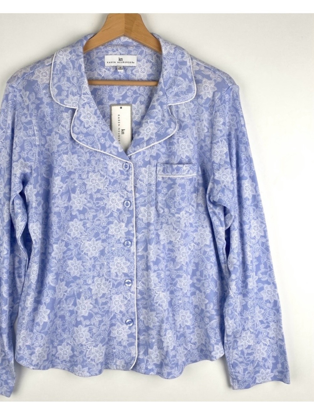 Karen Neuburger Pajama Set Blue Floral Small